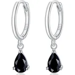 Elenys stříbrné náušnice Padající kapky černé-BK