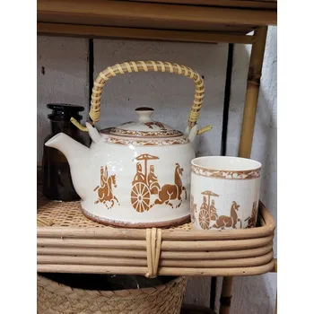 Porcelánový kalíšek na čaj s antickými motivy - ∅ 6*8 cm / 0,1L