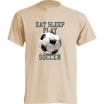 panske_bavlnene_tricko_potisk_hraj_fotbal Barva: Lime stone - krémová, velikost: S