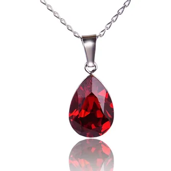 Náhrdelník Swarovski Elements Pear - Rhodiovaný náhrdelník (přívěsek + řetízek) červená slzička, kapka 34112.3 Scarlet Siam (červená tmavá)