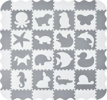 Pěnová hrací podložka Timon 36 dílků zvířátka/šedá/bílá