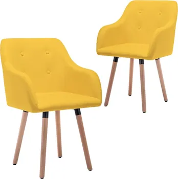 Jídelní židle Jídelní křeslo 84 x 55 x 52 cm hořčicově žluté látka/buk 2 ks
