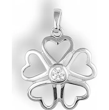 Přívěsek GEMMAX Zlatý bílý přívěsek - Květina se zirkonem – zlatý šperk ryzosti 585/1000 v Dárkovém balení s Certifikátem GLPWB-03331