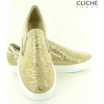 Dámské sandále Zlaté nadměrné, kožené, dámské slip on 43