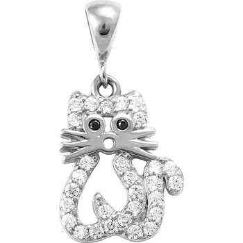 Přívěsek GEMMAX Zlatý přívěsek Kočička, bílé zlato – zlatý šperk ryzosti 585/1000 v Dárkovém balení s Certifikátem GLPWB-13631