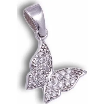 Přívěsek GEMMAX Zlatý přívěsek Bílý Motýlek - se zirkony – zlatý šperk ryzosti 585/1000 v Dárkovém balení s Certifikátem GUPWB-85121