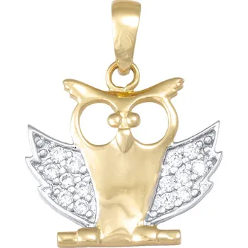 Přívěsek GEMMAX Zlatý přívěsek se zirkony Sovička – zlatý šperk ryzosti 585/1000 v Dárkovém balení s Certifikátem GLPCB-15571