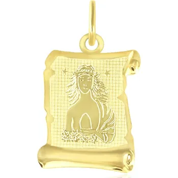 Přívěsek GEMMAX Velký zlatý přívěsek Panna - měsíční znamení pergamen mat – zlatý šperk ryzosti 585/1000 v Dárkovém balení s Certifikátem GUPYN-35571