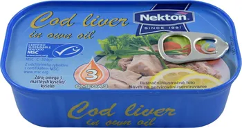 Nakládaná potravina NEKTON-Produkte Tresčí játra výběrová ve vlastním oleji 115 g