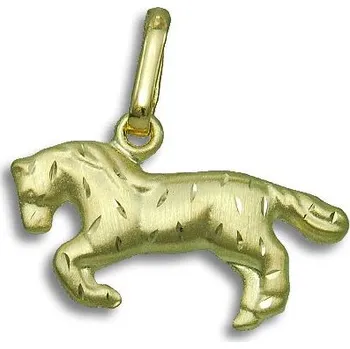 Přívěsek GEMMAX Original – garance kvality Zlatý přívěsek Koník - mat s diamantovým brusem – zlatý šperk ryzosti 585/1000 v Dárkovém balení s Certifikátem GUPYN-67671