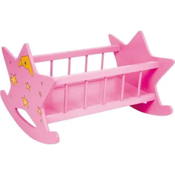 Doplněk pro panenku Small Foot Dřevěná růžová kolébka hvězda - poškozený obal