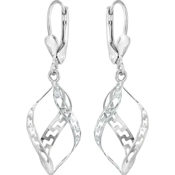 Náušnice GEMMAX Atraktivní visací náušnice Spirály z bílého zlata s řeckým vzorem - mat – zlatý šperk ryzosti 585/1000 v Dárkovém balení s Certifikátem GLEWN-34191