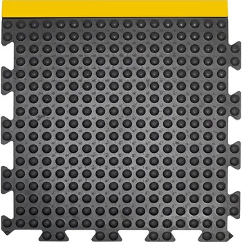 Venkovní dlažba Černo-žlutá gumová protiúnavová průmyslová dlažba (okraj) - 50 x 50 x 1,35 cm