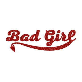Polep vozidla SAMOLEPKA Bad Girl nápis s čertím ocasem (86 - Ultra Metalic červená) NA AUTO, NÁLEPKA, FÓLIE, POLEP, TUNING, VLASTNÍ TEXT, TISK, AUTOSAMOLEPKY.cz, POLEPY, OBRÁZEK, LOGO, SAMOLEPKY