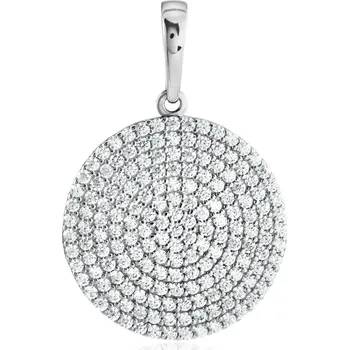 Přívěsek GEMMAX Minimalistický kulatý přívěsek z bílého zlata se zirkony – zlatý šperk ryzosti 585/1000 v Dárkovém balení s Certifikátem GLPWB-32081