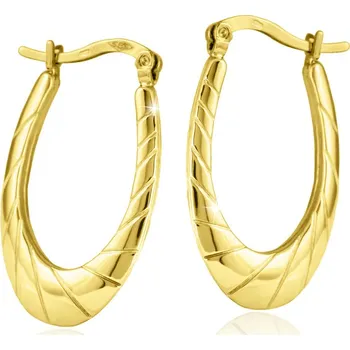 Náušnice GEMMAX Zlaté oválné plastické náušnice na francouzský zámek – zlatý šperk ryzosti 585/1000 v Dárkovém balení s Certifikátem GLEYN-32631