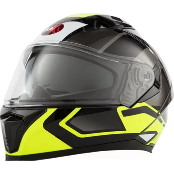 Helma na motorku MAXX FF 985 extra velká 3XL integrální helma se sluneční clonou černo zelený reflex