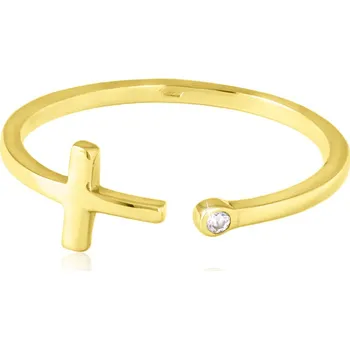 Prsten GEMMAX Zlatý prsten Křížek vel. UNI 50-51 – zlatý šperk ryzosti 585/1000 v Dárkovém balení s Certifikátem GLRYB-50-34491