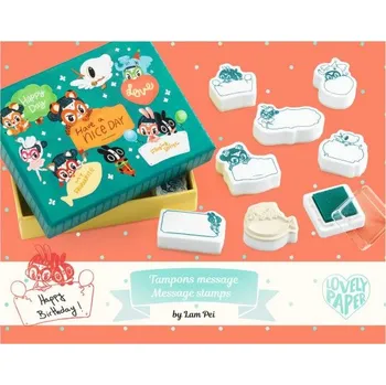 Dětské razítko Djeco Djeco, DD03626, sada razítek s okénkem na vzkazy, Lam, 9 ks