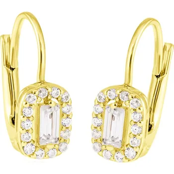 Náušnice GEMMAX Zlaté elegantní náušnice se zirkony – zlatý šperk ryzosti 585/1000 v Dárkovém balení s Certifikátem GLEYB-39641