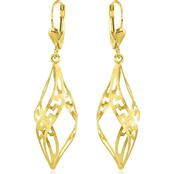 Náušnice GEMMAX Atraktivní zlaté visací náušnice s matováním – zlatý šperk ryzosti 585/1000 v Dárkovém balení s Certifikátem GLEYN-32481