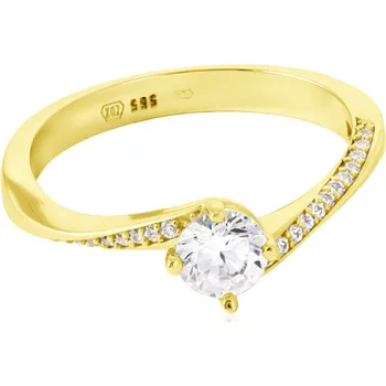 Prsten GEMMAX Okouzlující zlatý zásnubní prsten stylu Side Stone vel. 57 – zlatý šperk ryzosti 585/1000 v Dárkovém balení s Certifikátem GLRYB-57-38171