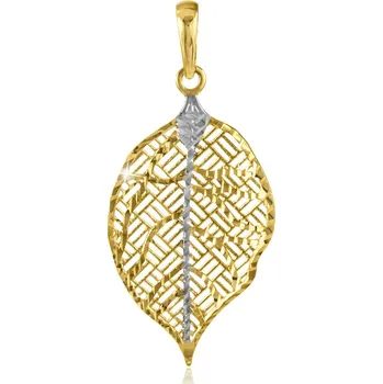 Přívěsek GEMMAX Zlatý přívěsek lístek – zlatý šperk ryzosti 585/1000 v Dárkovém balení s Certifikátem GLPCN-27921