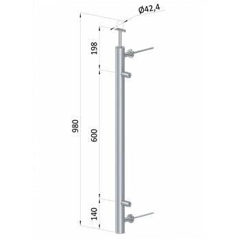 Plech KOVIAN, s.r.o. Nerezový stĺp, bočné kotvenie, výplň: plech, pravý