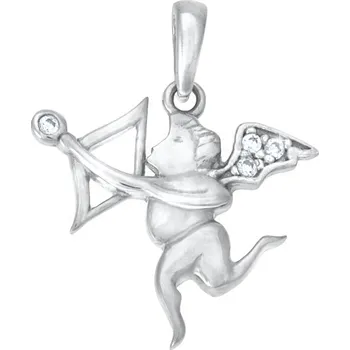 Přívěsek GEMMAX GLPWB2026 Zlatý přívěsek Amor zdobený zirkony - bílé zlato – zlatý šperk ryzosti 585/1000 v Dárkovém balení s Certifikátem GLPWB-20261