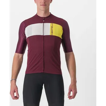 cyklistický dres CASTELLI Cyklistický dres s krátkým rukávem - PROLOGO VII - žlutá/ivory/bordó
