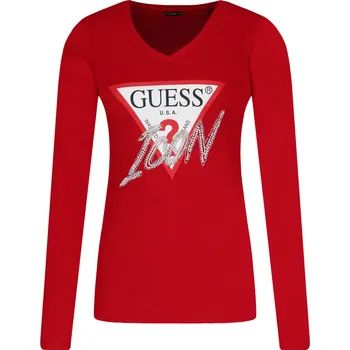 Dámské tričko GUESS JEANS Halenka | Barva:červený | Velikost:M