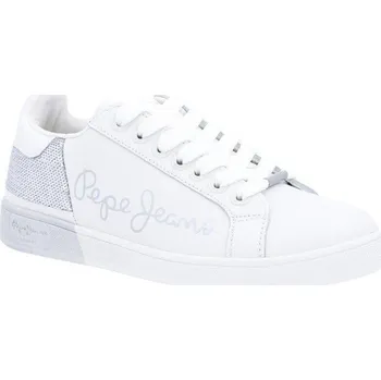 Dámské pantofle Pepe Jeans London Kůžoné tenisky BROMPTON | Barva:bílý | Velikost:40