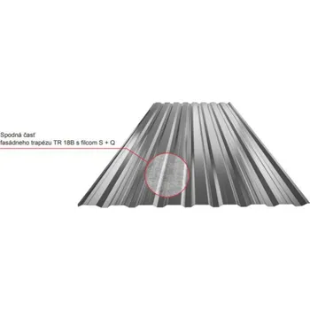 Plech Plech trapézový pozinkovaný 18B plus - stěnový 0,80mm, lesklý