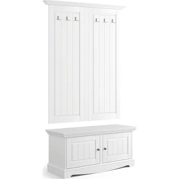 Věšák Sestava předsíňová věšák + botník, bílá Belluno Elegante