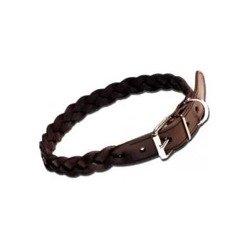 Obojek pro psa Zubíček - výroba loveckých potřeb Kožený obojek pletený - Velikost 35