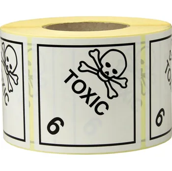 Etikety k označení nebezpečného zboží, 100 x 100 mm, z papíru - Toxic, tř. 6.1