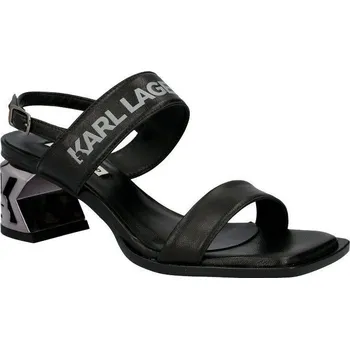 Dámské holínky Karl Lagerfeld Kůžoné sandály na klínku | Barva:černý | Velikost:36