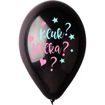 Balónek SMART Balónek černý s českým nápisem Kluk ? Holka ? - Gender reveal - 30 cm -1 ks