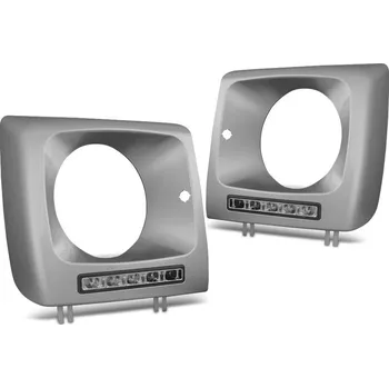 Přední světlomet TUNING-TEC Přední světla Mercedes Benz W461, W463 01-12 stříbrné, LED DRL rámeček světlometů s denním svícením