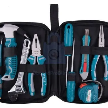 Sada nářadí Sada nářadí, 9 ks, TOTAL šroubovák, klíče, kleště, kladivo, nůž, metr, balení 1 sada