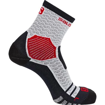 Pánské ponožky Salomon NSO Long Run Crew bílé/červené L