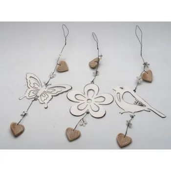 Velikonoční dekorace Jarní závěs plechový - bílý, Varianta Ptáček