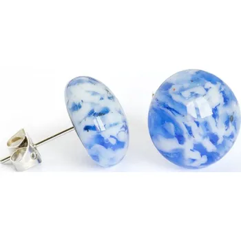 Náušnice Skleněné náušnice modré mramorované PUZETY N1832