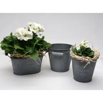 Květináč Plechové květináče - šedé, Varianta Kyblíček 16 cm