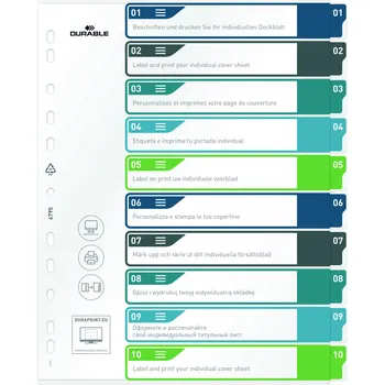 Kartotéka Durable 679527 rejstřík pořadače DIN A4 plus 1-10 polypropylen vícebarevná 10 karet 679527