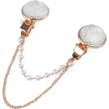 Spona dragoun s broušenými kamínky a perlami, barva 6 crystal zlatá