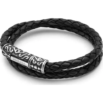 Náramek Pánský kožený wrap náramek Nialaya Signature Lock MLTHCO344XL