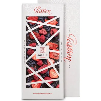 Čokoláda JANEK 72% Čokoláda tmavá Passion (jahody, maliny,fialka) 120g