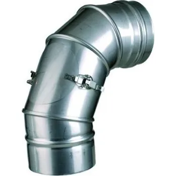 Komín koleno otočné 0-90° s kontrolním otvorem - DN 140mm (síla plechu 0,6mm) (koleno stavitelné 0-90° s víčkem - DN 140 mm)