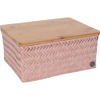 Úložný box HANDED BY Úložný koš s bambusovým víkem Top Fit large, copper blush